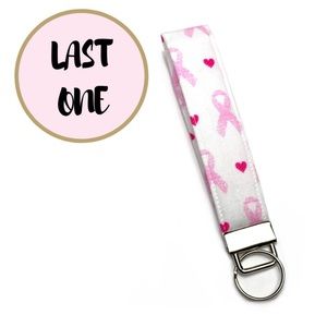 BRCA Pink Ribbon Wrist Lanyard Keychain Key Fob